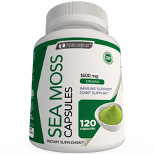 Load image into Gallery viewer, Irish Sea Moss 1600mg Organic Supplement with Bladderwrack and Burdock Root with Black Pepper