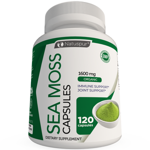 Irish Sea Moss 1600mg Organic Supplement with Bladderwrack and Burdock Root with Black Pepper