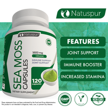 Load image into Gallery viewer, Irish Sea Moss 1600mg Organic Supplement with Bladderwrack and Burdock Root with Black Pepper
