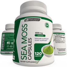 Load image into Gallery viewer, Irish Sea Moss 1600mg Organic Supplement with Bladderwrack and Burdock Root with Black Pepper