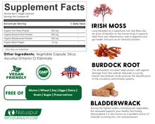Load image into Gallery viewer, Irish Sea Moss 1600mg Organic Supplement with Bladderwrack and Burdock Root with Black Pepper